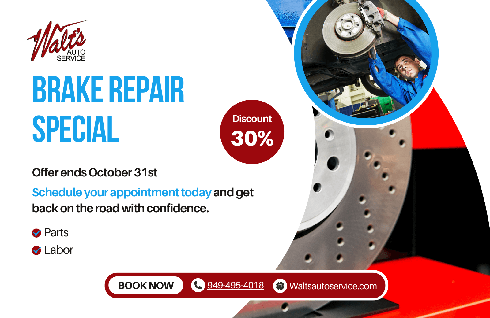 Brake Repair Special | Walt's Auto Service